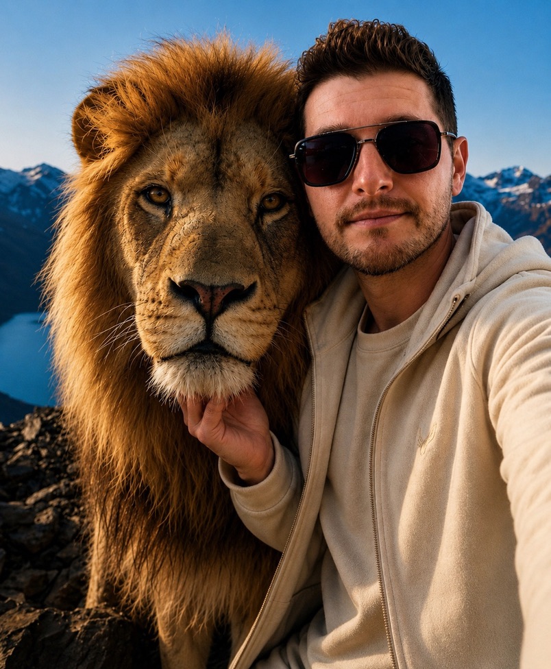 Josh Gottsegen with the Tropland lion